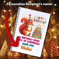 Load image into Gallery viewer, This image shows where your personalized name/message will be printed on the Personalized Birthday 5"x7" Gift Card Book with Stickers and PVC Cover - Squirrel.
