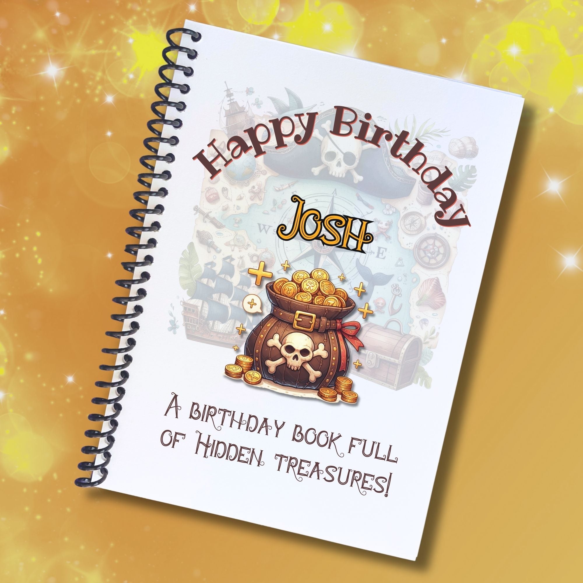 This image shows the Personalized Birthday 5"x7" Gift Card Book with Stickers and PVC Cover - Pirate.