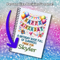 Load image into Gallery viewer, This image shows where your personalized name/message will be printed on the Personalized Birthday Compact 5"x7" Gift Card Book with Stickers and PVC Cover - Birthday Banner.
