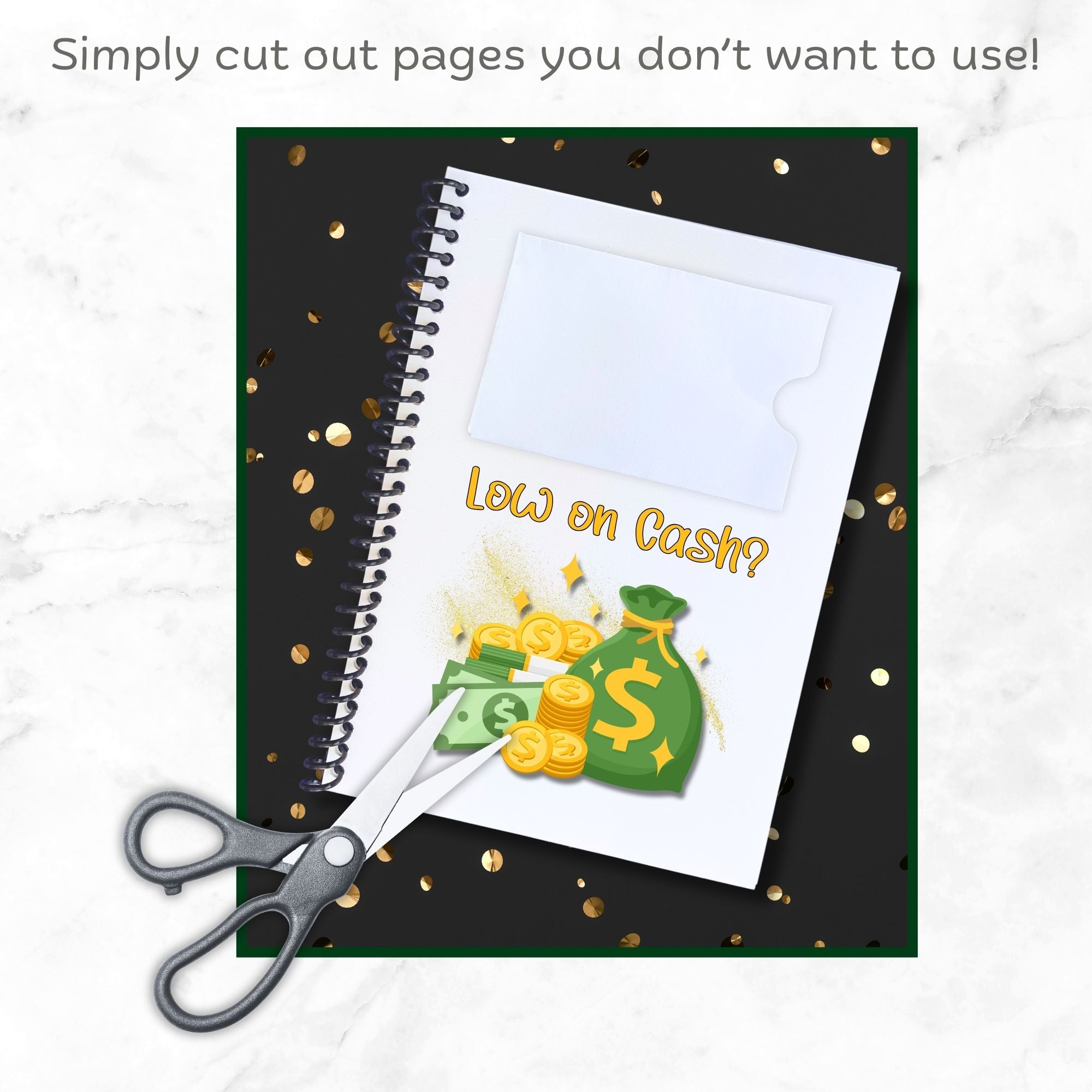 This image shows how you can cut out any of the pages you don't need in the Personalized Birthday Compact 5"x7" Gift Card Book with Stickers and PVC Cover - Birthday Cake.