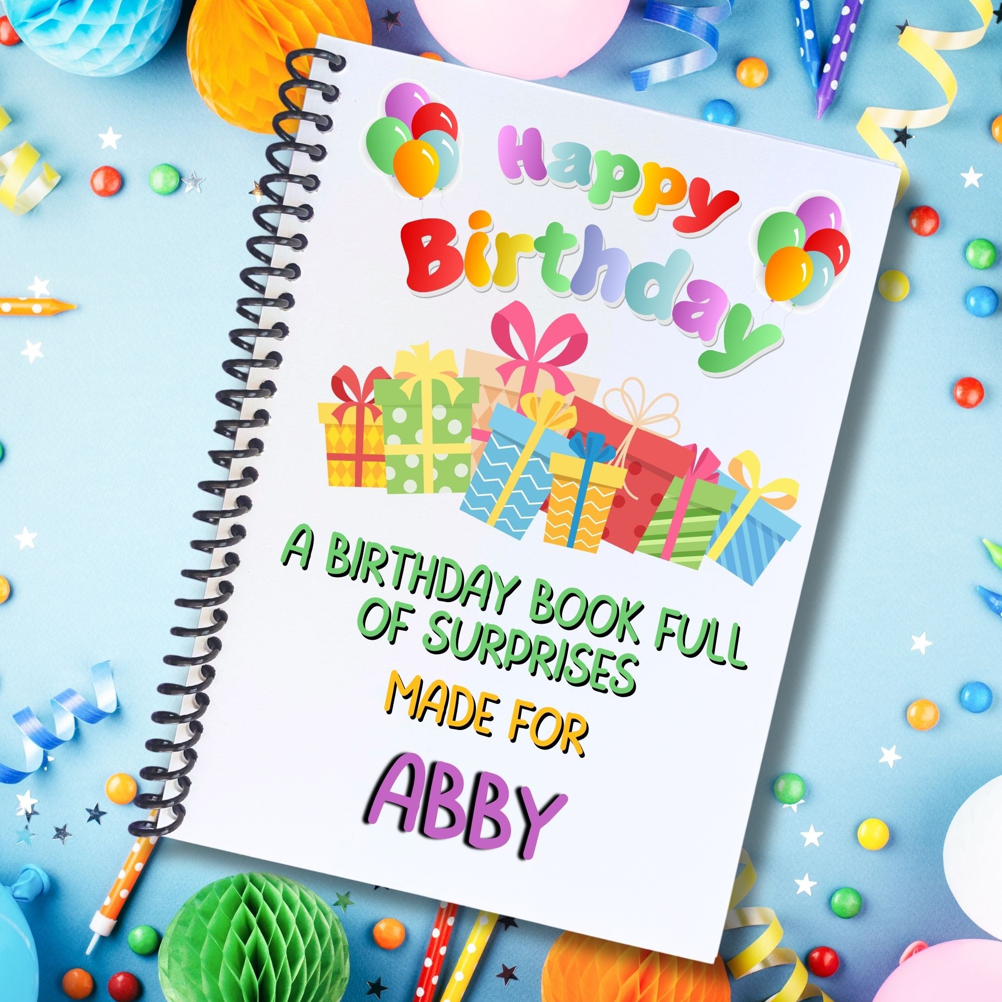 This image shows the Personalized Birthday Compact 5"x7" Gift Card Book with Stickers and PVC Cover - Birthday Presents.