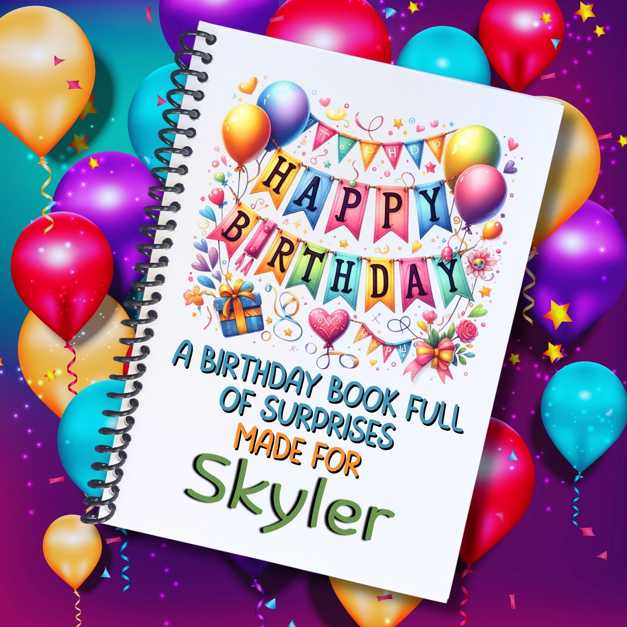 This image shows the Personalized Birthday Compact 5"x7" Gift Card Book with Stickers and PVC Cover - Birthday Banner.