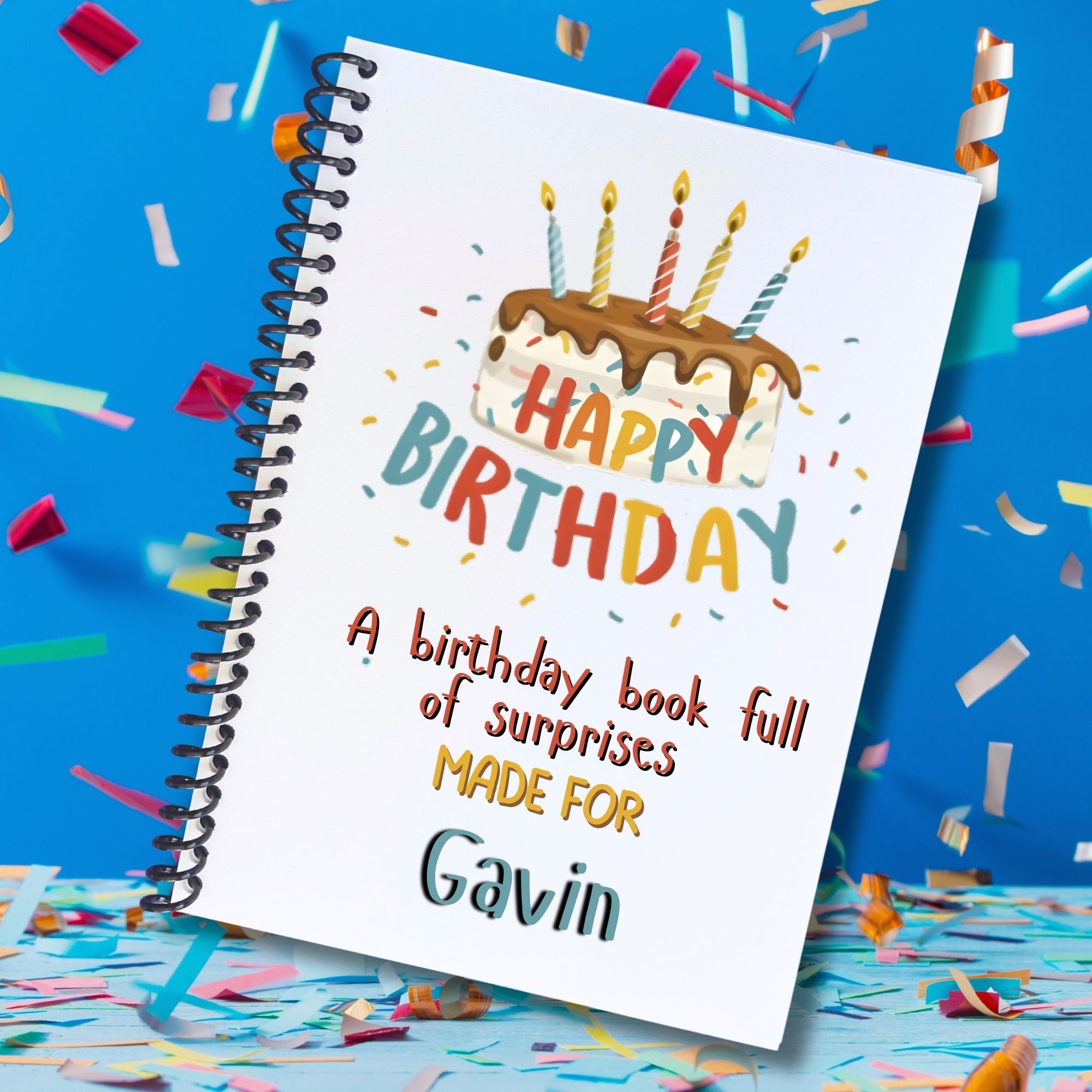 This image shows the Personalized Birthday Compact 5"x7" Gift Card Book with Stickers and PVC Cover - Birthday Cake.