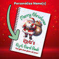 Load image into Gallery viewer, This image shows where your personalized name will be printed on the Personalized Christmas 12 Month Gift Card Book with Stickers and PVC Cover - Santa Standing.

