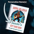 Load image into Gallery viewer, This image shows where your personalized name will be printed on the Personalized Christmas 12 Month Gift Card Book with Stickers and PVC Cover - Gorilla Playing Guitar.
