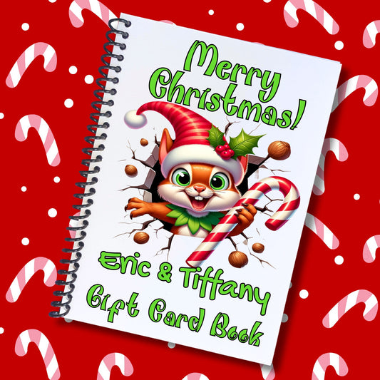This image shows the Personalized Christmas Gift Card Book with Stickers and PVC Cover - Chipmunk