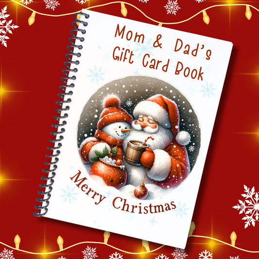 This image shows the Personalized Christmas Gift Card Book with Stickers and PVC Cover - Santa & Snowman.