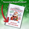 Load image into Gallery viewer, This image shows where your personalized name will be printed on the Personalized Christmas Gift Card Book with Stickers and PVC Cover - Christmas Delivery.
