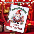 Load image into Gallery viewer, This image shows where your personalized name will be printed on the Personalized Christmas Gift Card Book with Stickers and PVC Cover - Santa.
