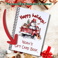 Load image into Gallery viewer, This image shows where your personalized name will be printed on the Personalized Christmas Gift Card Book with Stickers and PVC Cover - Pickup Snowman.
