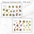 Load image into Gallery viewer, This image shows the matte paper sticker sheets included in the Personalized Christmas 12 Month Gift Card Book with Stickers and PVC Cover - Snowboarding Turtle.

