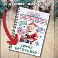 Load image into Gallery viewer, This image shows where your personalized name will be printed on the Personalized Christmas Gift Card Book with Stickers and PVC Cover - Christmas Santa.
