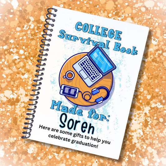 This image shows the Personalized College Gift Card Book with Stickers and PVC Cover - Laptop Blue.