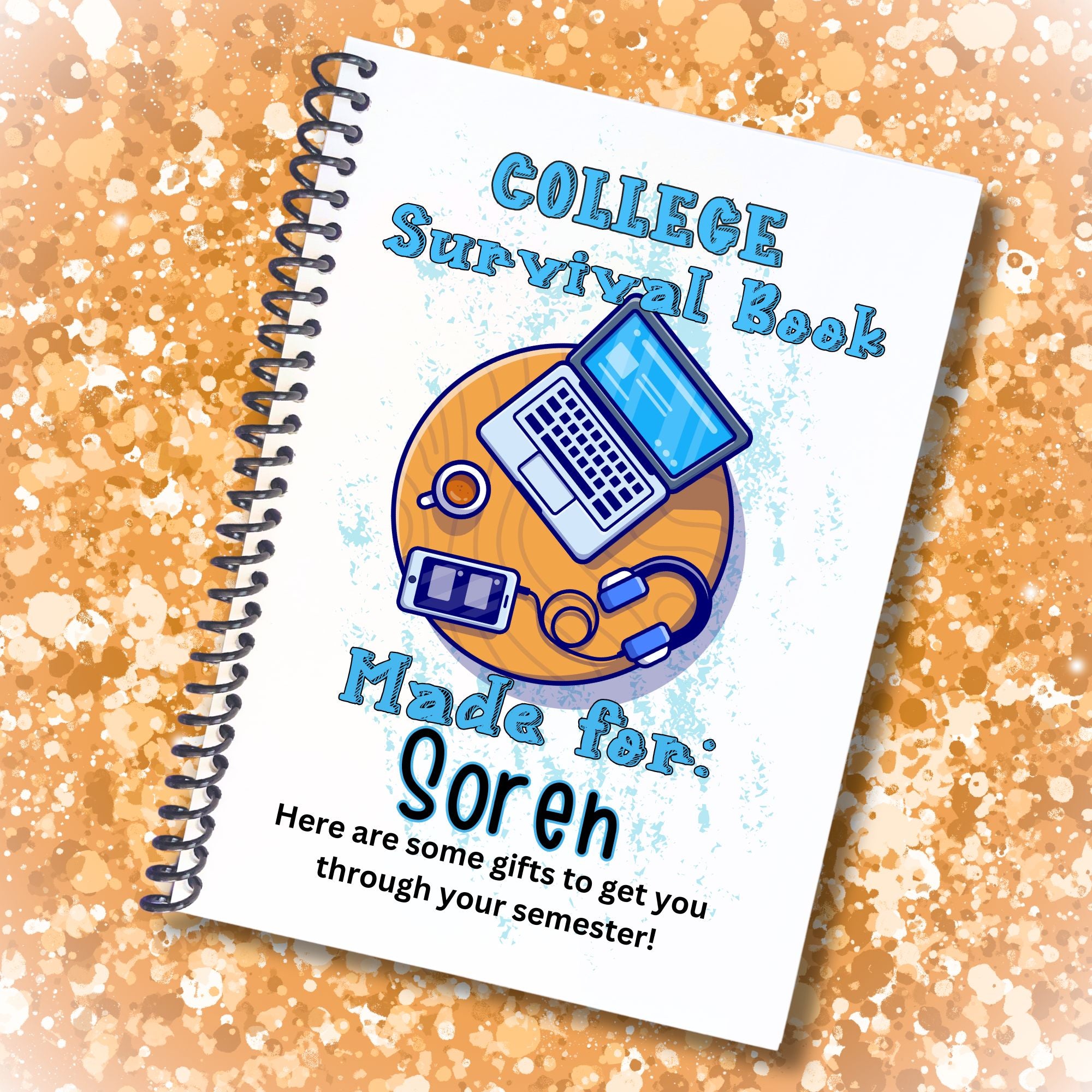 This image shows the Personalized College Gift Card Book with Stickers and PVC Cover - Laptop Blue.