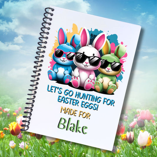 This image shows the Personalized Easter Compact 5"x7" Gift Card Book with Stickers and PVC Cover - Bunnies.