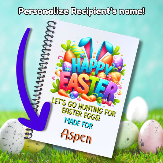 This image shows where your personalized name will be printed on the Personalized Easter Compact 5"x7" Gift Card Book with Stickers and PVC Cover - Happy Easter.