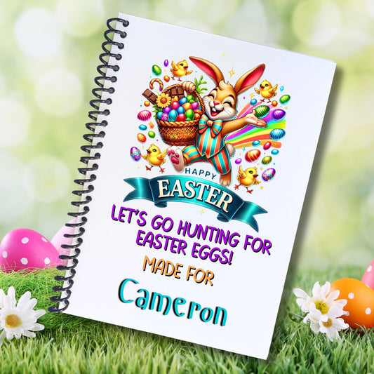 This image shows the Personalized Easter Compact 5"x7" Gift Card Book with Stickers and PVC Cover - Easter Bunny.
