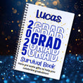 Load image into Gallery viewer, This image shows the Personalized Grad Gift Card Book with Stickers and PVC Cover - Blue.
