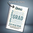 Load image into Gallery viewer, This image shows where your personalized name will be printed on the Personalized Grad Gift Card Book with Stickers and PVC Cover - Gray.
