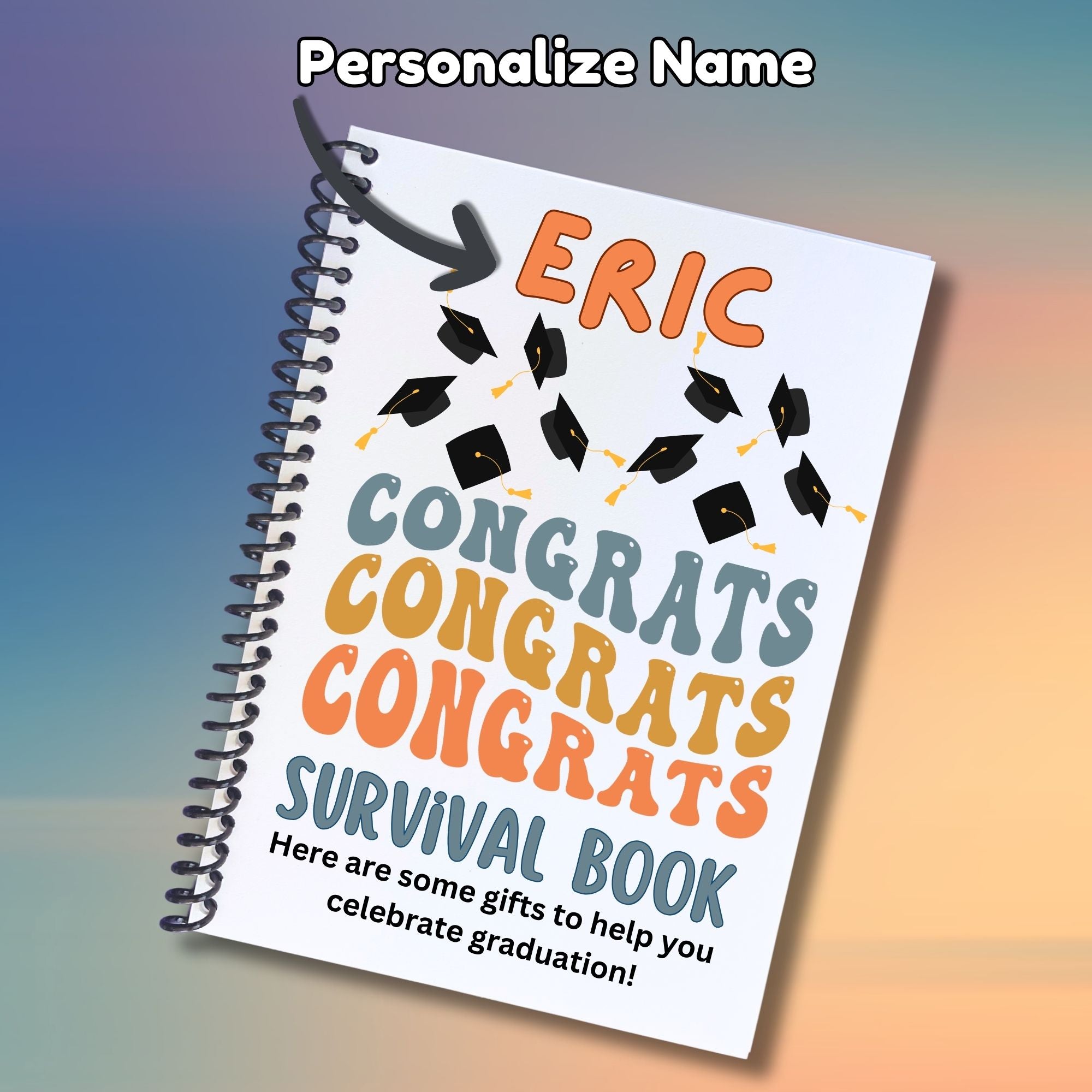 This image shows the Personalized Grad Gift Card Book with Stickers and PVC Cover - Congrats.