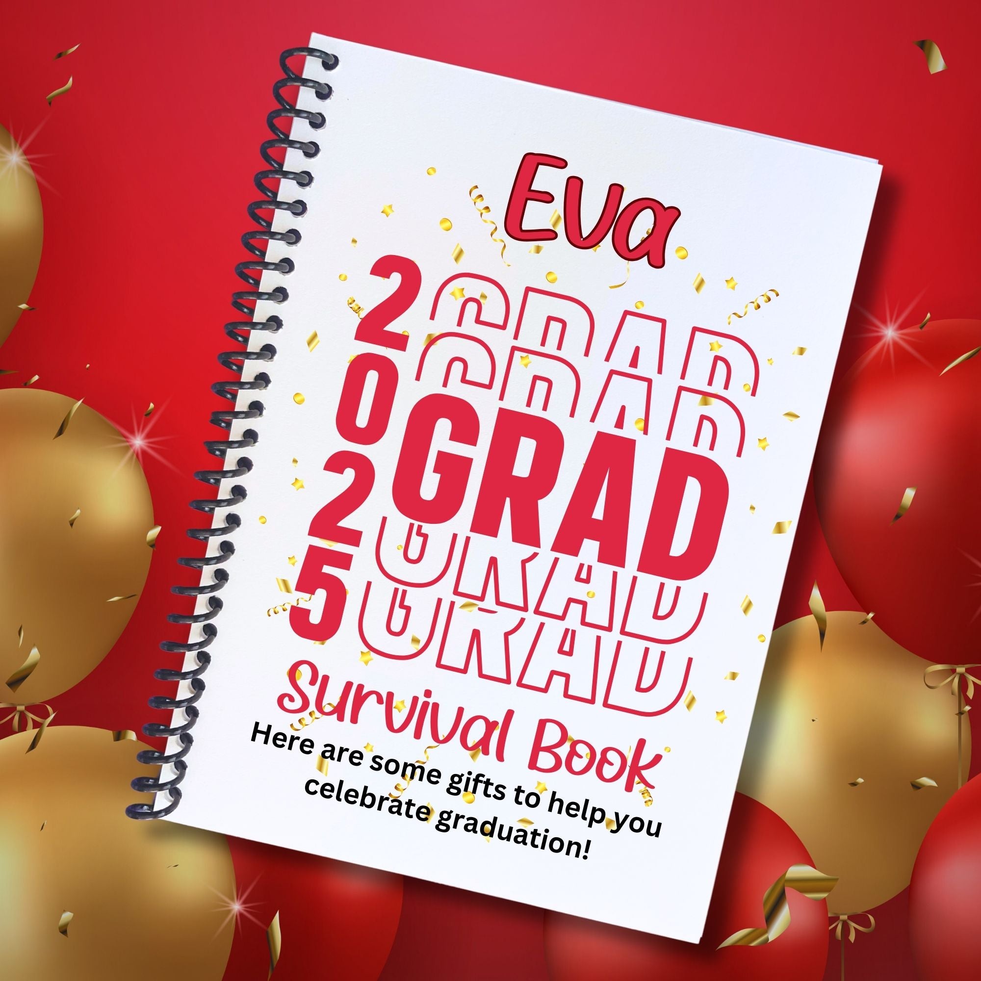 This image shows the Personalized Grad Gift Card Book with Stickers and PVC Cover - Red.