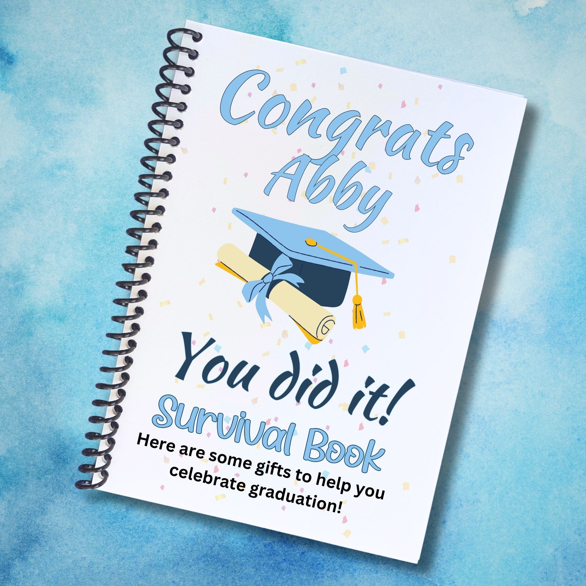 This image shows the Personalized Grad Gift Card Book with Stickers and PVC Cover - Congrats, You Did It!