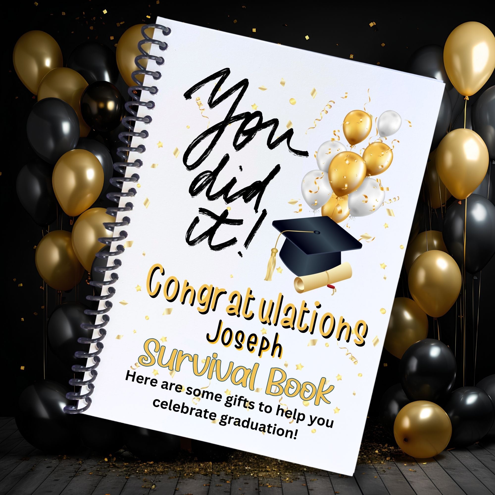 This image shows the Personalized Grad Gift Card Book with Stickers and PVC Cover - You Did It!