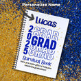 Load image into Gallery viewer, This image shows where your personalized name will be printed on the Personalized Grad Gift Card Book with Stickers and PVC Cover - Blue.
