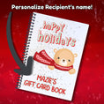 Load image into Gallery viewer, This image shows where your personalized name will be printed on the Personalized Holiday Gift Card Book with Stickers and PVC Cover - Holiday Bear.
