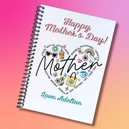 This image shows the Personalized Mother's Day Compact 5"x7" Gift Card Book with Stickers and PVC Cover - Heart.