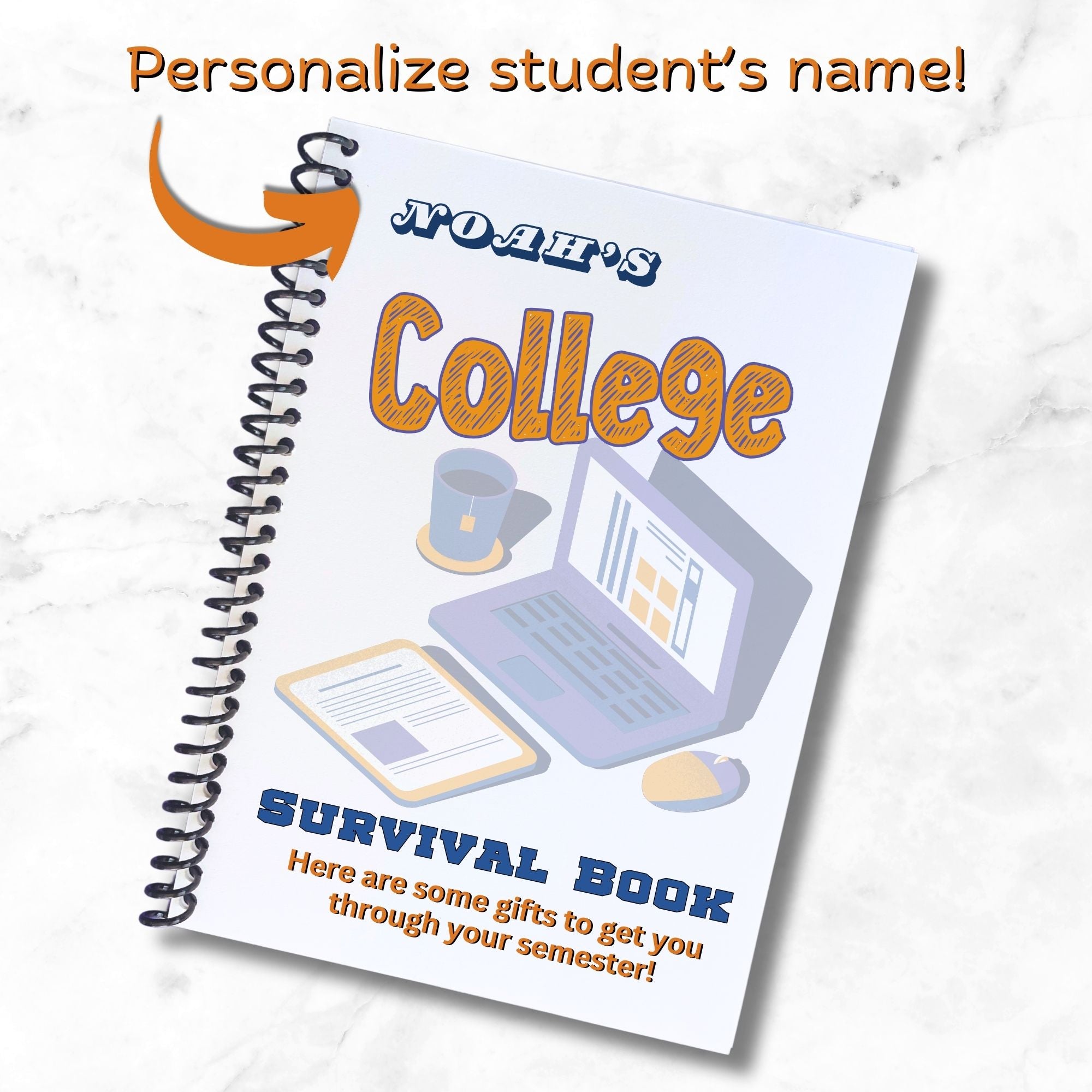 This image shows where the student's name will be printed on the cover of the Orange and Blue Gift Card Book.