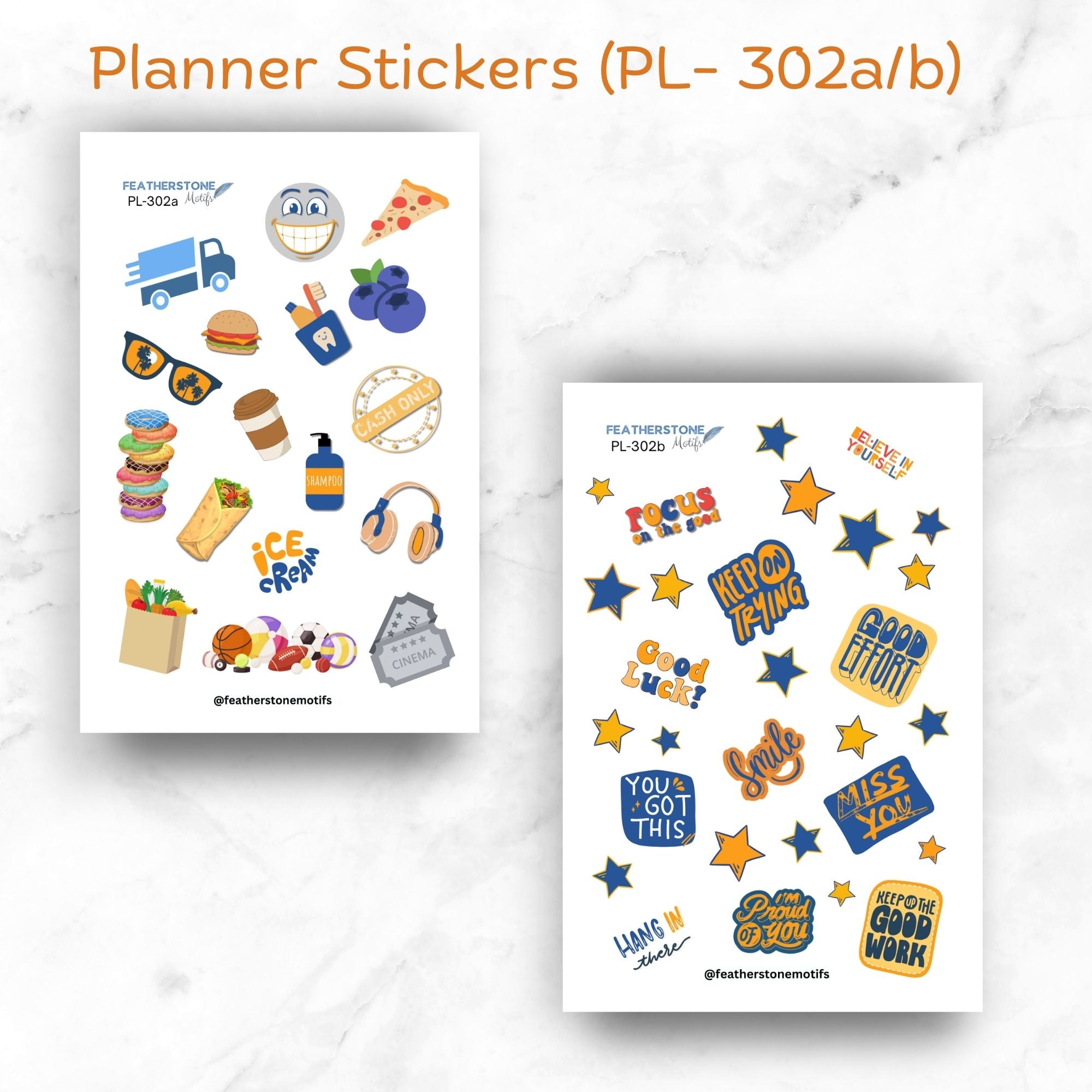 This image shows the PL-302 stickers/labels included in the Personalized College Gift Card Book with Stickers - Orange & Blue.