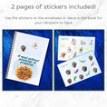 Load image into Gallery viewer, This image shows how you can use the included matte paper stickers in the Personalized Small Acts of Care Gift Card Book with Stickers and PVC Cover - Thinking of you.
