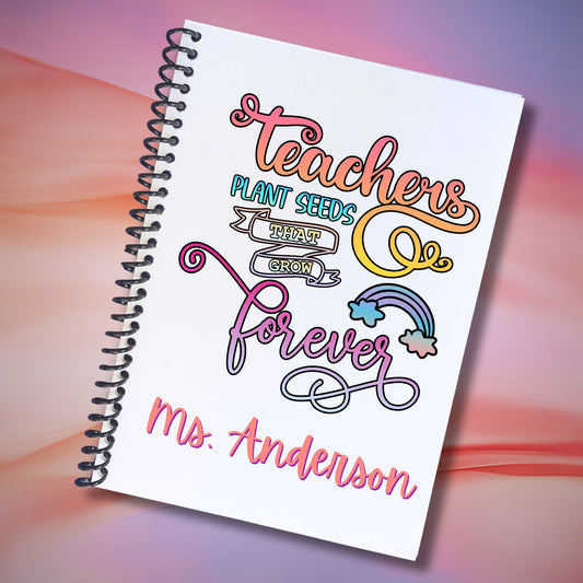 This image shows the Personalized Teacher Appreciation Gift Card Book with Stickers and PVC Cover - Teachers Plant Seeds That Grow Forever.
