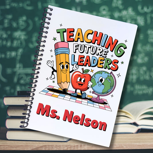 This image shows the Personalized Teacher Appreciation Compact Gift Card Book with Stickers and PVC Cover - Teaching Future Leaders.