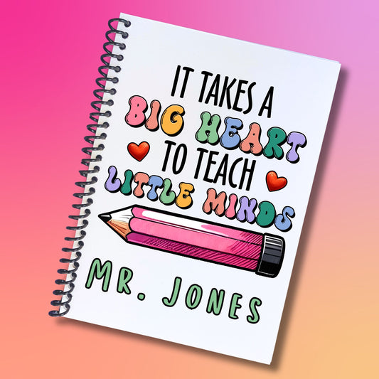 This image shows the Personalized Teacher Appreciation Compact Gift Card Book with Stickers and PVC Cover - It Takes a Big Heart To Teach Little Minds.
