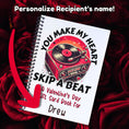 Load image into Gallery viewer, This image shows where your personalized name/message will be printed on the Personalized Valentine's Day Gift Card Book with Stickers and PVC Cover - Skip a Beat.
