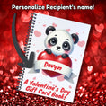 Load image into Gallery viewer, This image shows where your personalized name/message will be printed on the Personalized Valentine's Day Gift Card Book with Stickers and PVC Cover - Panda.
