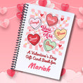 Load image into Gallery viewer, This image shows the cover of the Personalized Valentine's Day Gift Card Book with Stickers and PVC Cover - Candy Hearts.
