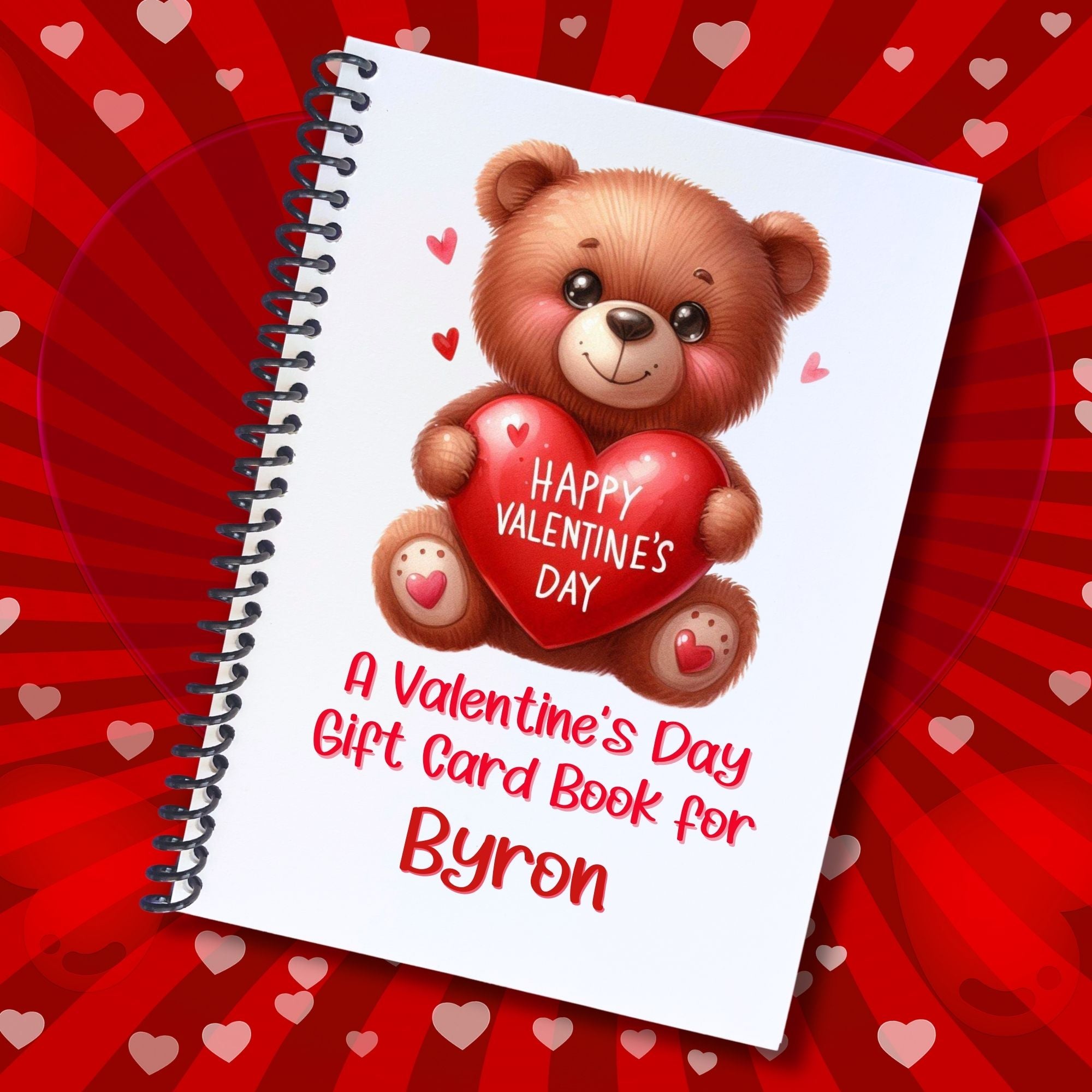 This image shows the cover of the Personalized Valentine's Day Gift Card Book with Stickers and PVC Cover - Teddy Bear.