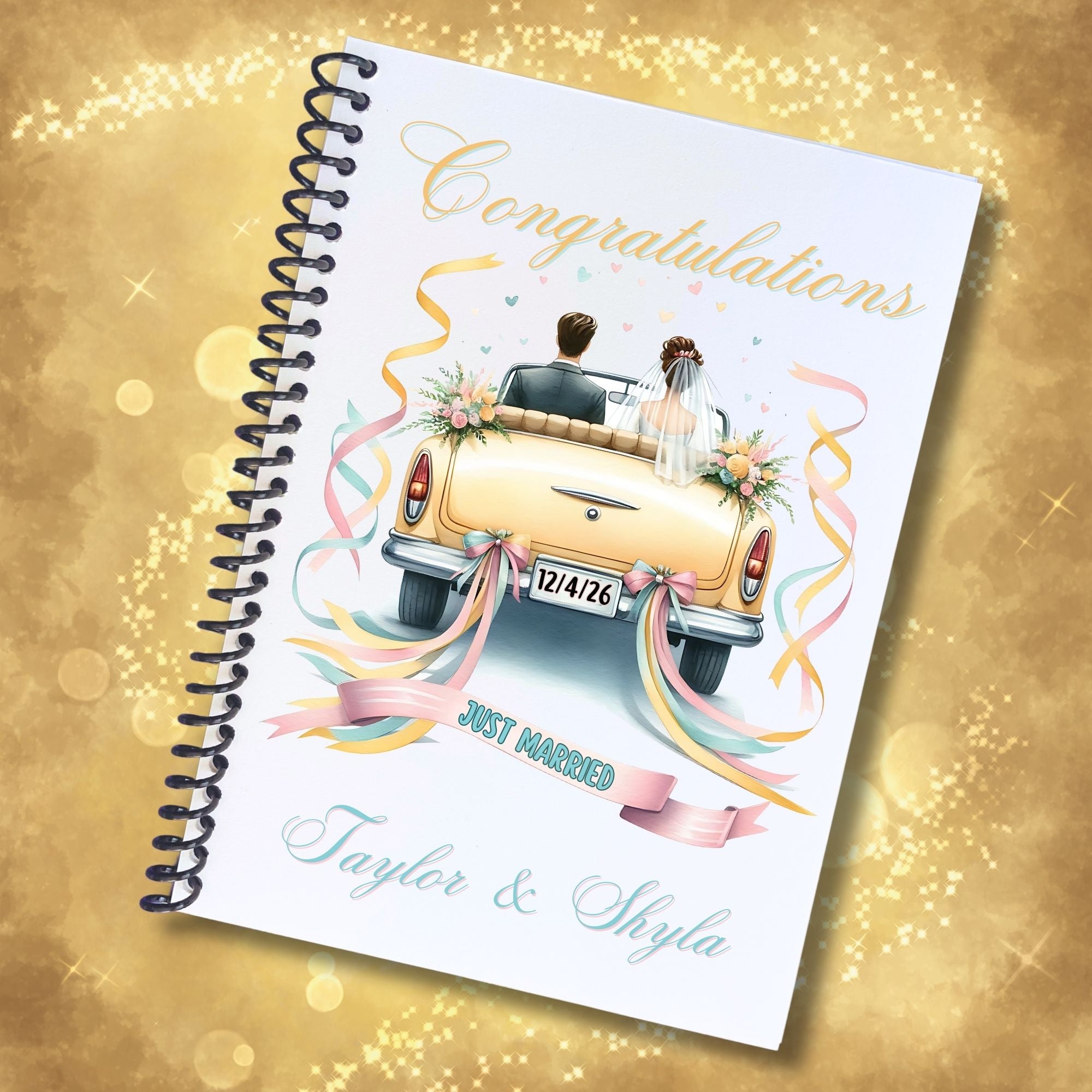 This image shows the cover for the Personalized Wedding Gift Card Book with Stickers and PVC Cover - Just Married.