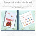 Load image into Gallery viewer, This image shows how the included matte sticker sheets can be used in the Personalized Wedding Gift Card Book with Stickers and PVC Cover - Champagne.
