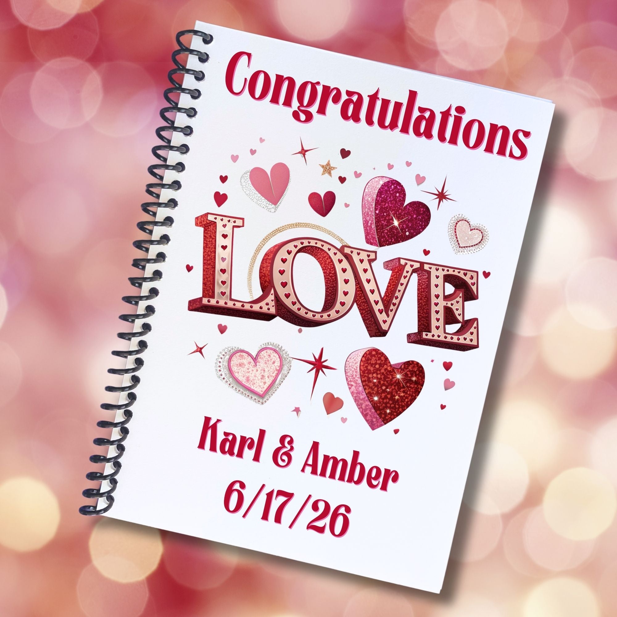 This image shows the cover for the Personalized Wedding Gift Card Book with Stickers and PVC Cover - Love.