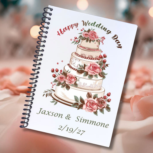 This image shows the cover for the Personalized Wedding Gift Card Book with Stickers and PVC Cover - Wedding Cake.