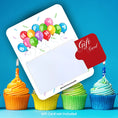 Load image into Gallery viewer, This image shows a gift card partially inside the Birthday Balloons Gift Card Holder Money Card.
