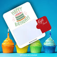 Load image into Gallery viewer, This image shows a gift card partially inside the Birthday Cake 2 Gift Card Holder Money Card.
