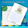 Load image into Gallery viewer, This image shows the Birthday Cake 2 Gift Card Holder Money Card with the included A2 envelope.
