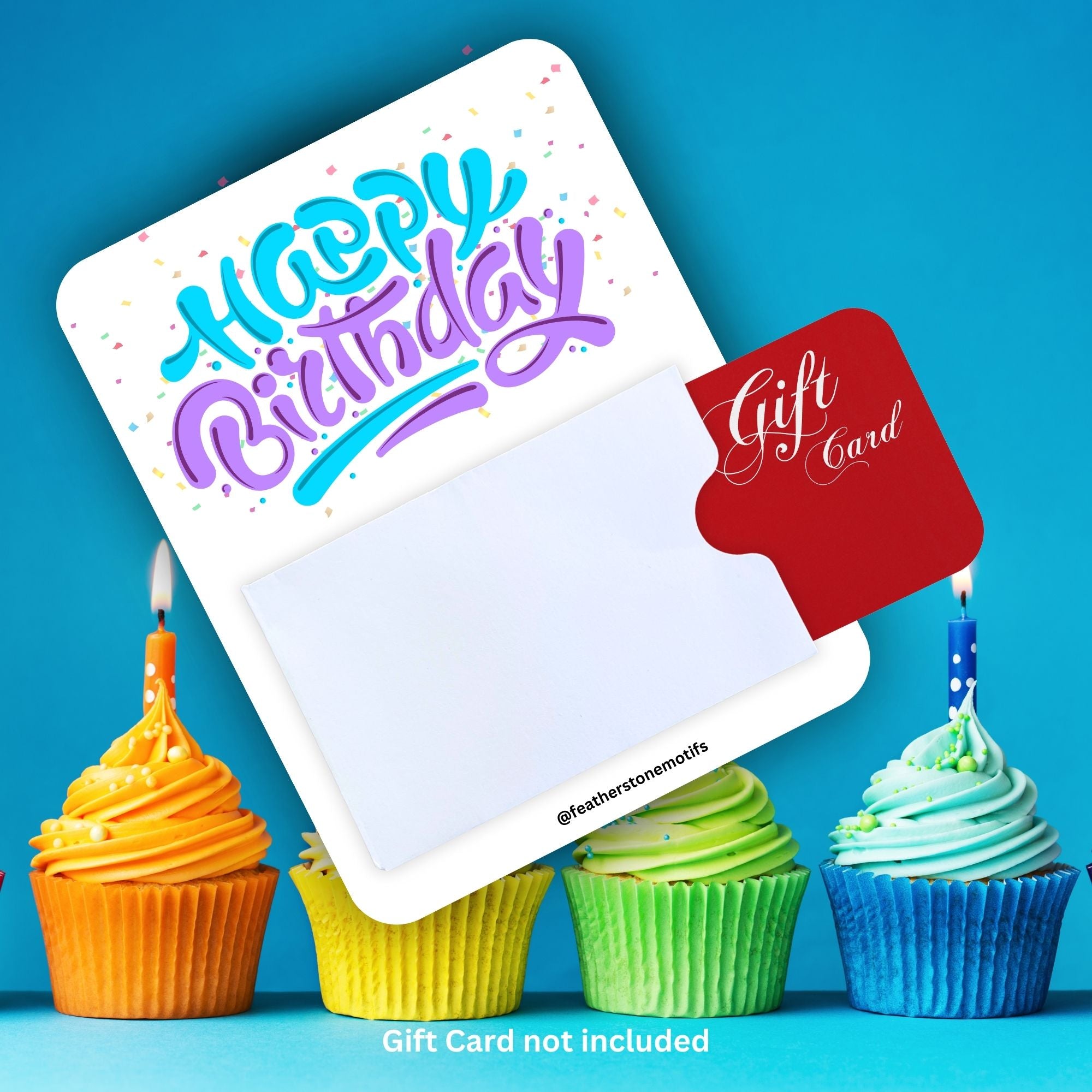 This image shows a gift card partially inside the Birthday Confetti Gift Card Holder Money Card.