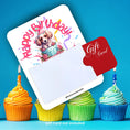 Load image into Gallery viewer, This image show a gift card partially inside the Cute Dog Birthday Gift Card Holder Money Card.
