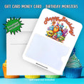 Load image into Gallery viewer, This image shows the Birthday Monsters Gift Card Holder Money Card with the included A2 envelope.
